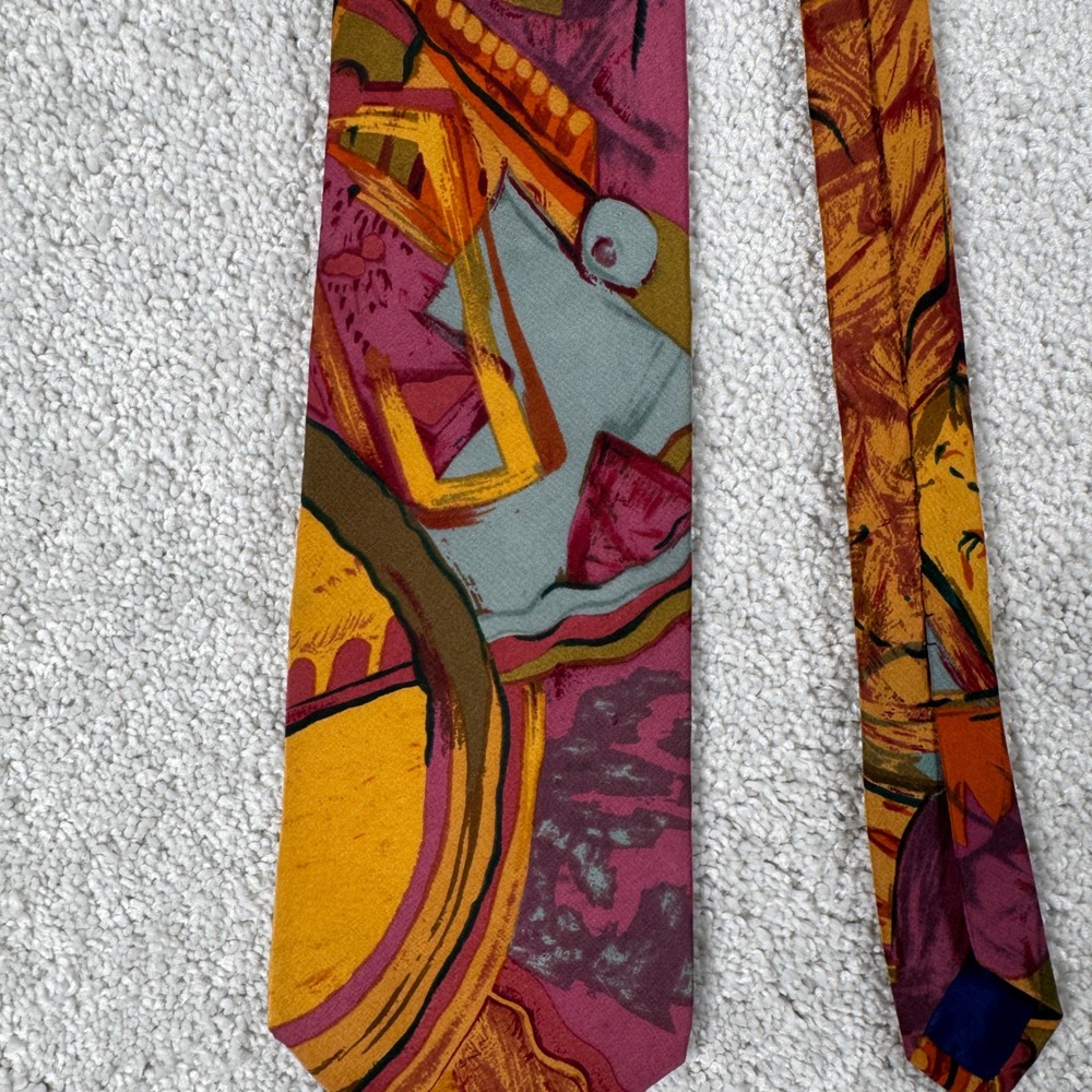 The Beatles Necktie Mens OS Multicolor Eleanor Rigby 1991 Apple Corps Silk Tie